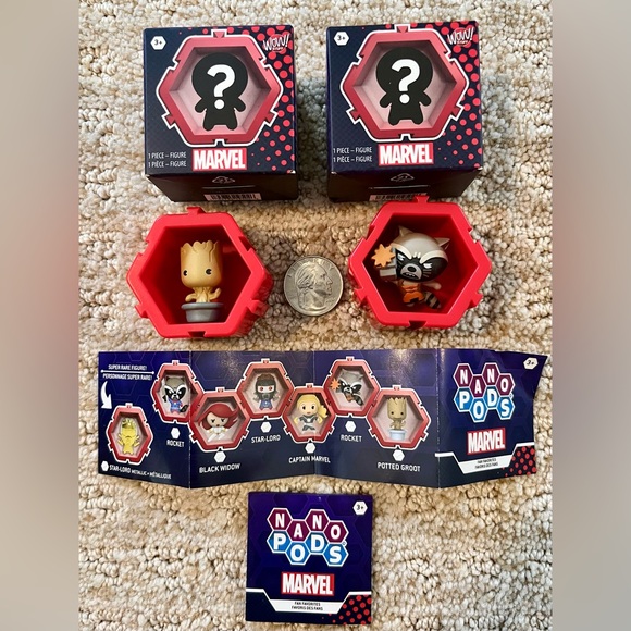 Marvel Other - Potted Groot & Rocket Raccoon Marvel Nano Pods WOW! Stuff Figures New Opened Box